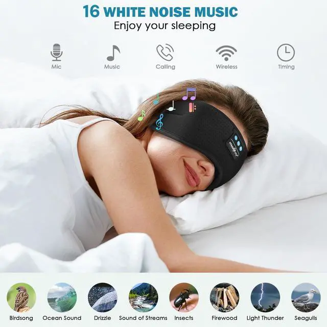 Alt view image 5 of 5 - MUSICOZY Sleep Headphones Bluetooth Headband Sleeping Headphones Eye Mask, Wireless Music Sleep Earbuds Earphones for Side Sleepers Men Women Travel Cool Tech Gadgets Unique Gifts, Pack of 2