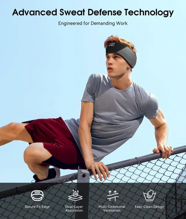 Alt view image 5 of 5 - MUSICOZY Bluetooth 5.4 Sleep Headphones Headband, Wireless Music Earphones Sleeping Eye Mask, Cool Tech Gadgets for Women, Mom, Sports, Workout, Running, Unique Gifts, Pack of 2