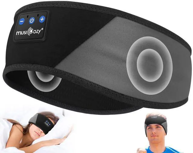Alt view image 2 of 5 - MUSICOZY Bluetooth 5.4 Sleep Headphones Headband, Wireless Music Earphones Sleeping Eye Mask, Cool Tech Gadgets for Women, Mom, Sports, Workout, Running, Unique Gifts, Pack of 2