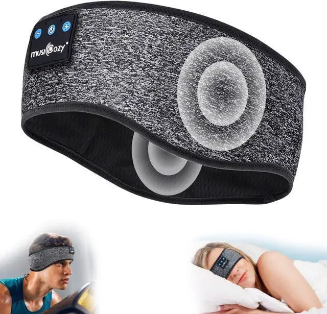 Alt view image 2 of 5 - MUSICOZY Bluetooth 5.4 Sleep Headphones Sports Headband Headphones, Wireless Earphones Music Sleep Earbuds for Side Sleepers Sleeping Eye Mask for Women Men Workout Running Cool Unique Gifts