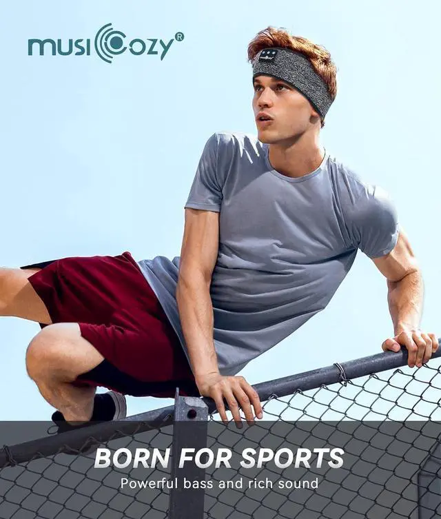 Alt view image 4 of 5 - MUSICOZY Bluetooth 5.4 Sleep Headphones Sports Headband Headphones, Wireless Earphones Music Sleep Earbuds for Side Sleepers Sleeping Eye Mask for Women Men Workout Running Cool Unique Gifts
