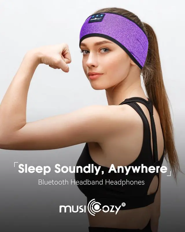 Alt view image 5 of 5 - MUSICOZY Sleep Headphones Bluetooth Headband Wireless Music Headband Headphones, Earbuds for Side Sleepers Women Men Workout Running Travel Yoga Cool Gadgets Unique Gift 2 Pcs