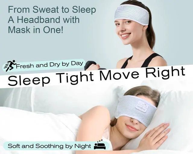 Alt view image 4 of 5 - MUSICOZY Sleep Headphones Bluetooth Headband Wireless Music Headband Headphones, Earbuds for Side Sleepers Women Men Workout Running Travel Yoga Cool Gadgets Unique Gift 2 Pcs