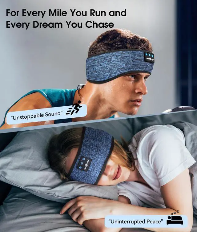 Alt view image 4 of 5 - MUSICOZY Sleep Headphones Bluetooth Headband, Wireless Music Sleeping Headphones Sleep Mask Earbuds with Mic for Side Sleepers Workout Running Travel Yoga, Pack of 2