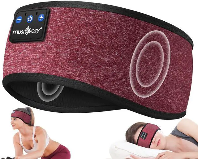 Alt view image 2 of 5 - MUSICOZY Sleep Headphones Bluetooth Headband Wireless Music Headband Headphones, Earbuds IPX6 Waterproof for Side Sleepers Women Men Workout Running Insomnia Travel Yoga Cool Gadgets Unique Gift 2 Pcs