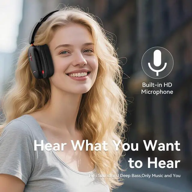 Alt view image 3 of 5 - Bluetooth Headphones Over Ear, 5.3 Wireless Bluetooth Headphones,20H Playtime,Microphone,Foldable Lightweight Headset,HiFi Stereo Sound,90% Rotation Stretchable for Phone/PC/Travel(Black)