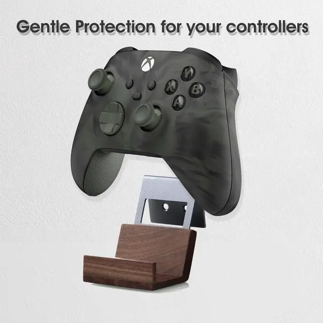 Alt view image 5 of 5 - NIRVASH Walnut Headphone Stand and Game Controller and Headphone Holder Wall Mount