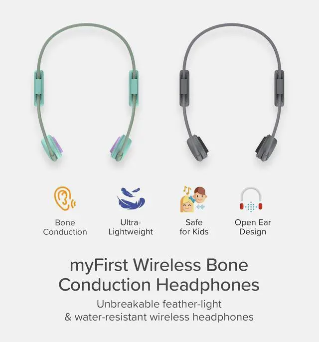 Alt view image 2 of 5 - myFirst Bone Conduction Headphone Wireless - Open Ear Design Official Headphones with Bluetooth Wireless IPX6 Flexible Waterproof for Kids/Adults (Green)