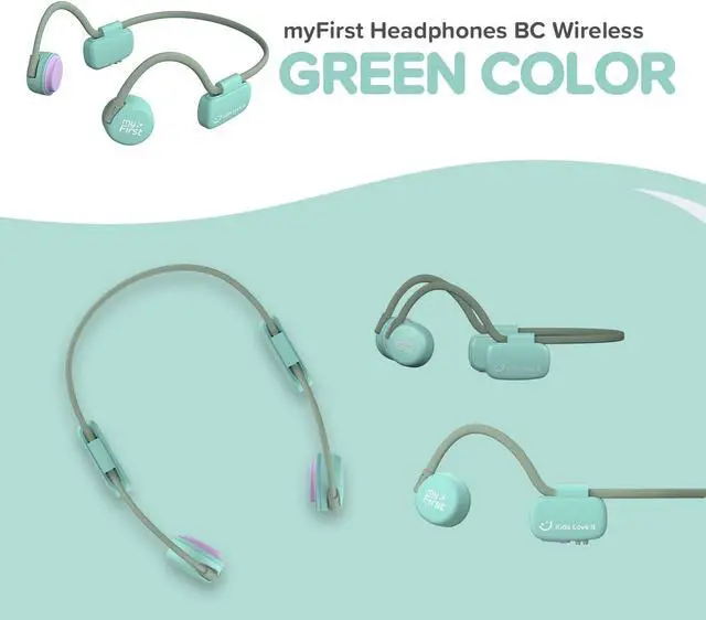 Alt view image 5 of 5 - myFirst Bone Conduction Headphone Wireless - Open Ear Design Official Headphones with Bluetooth Wireless IPX6 Flexible Waterproof for Kids/Adults (Green)
