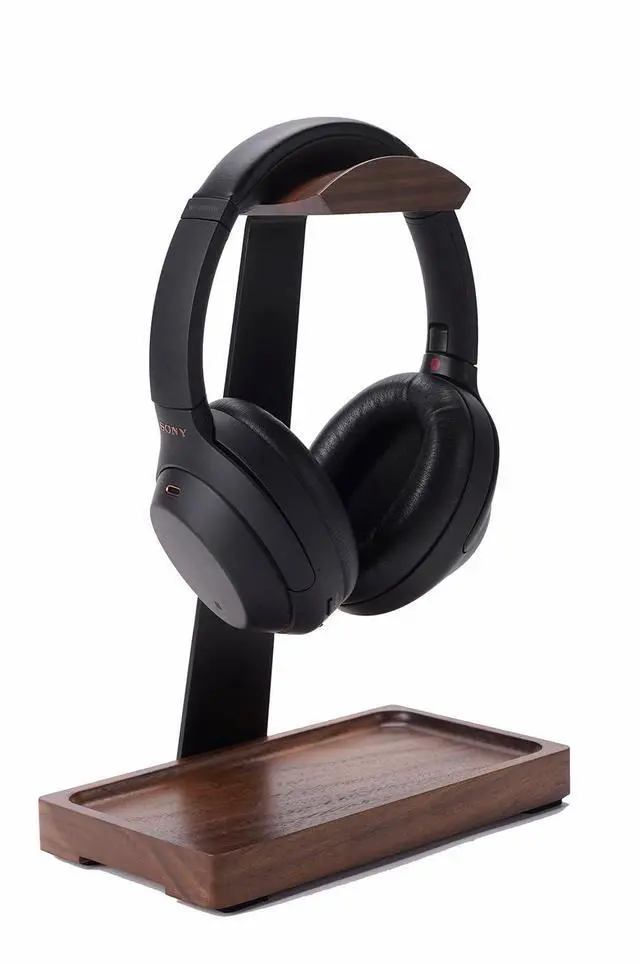 Alt view image 2 of 5 - NIRVASH Black Walnut Headphone Stand and Game Controller and Headphone Holder Wall Mount