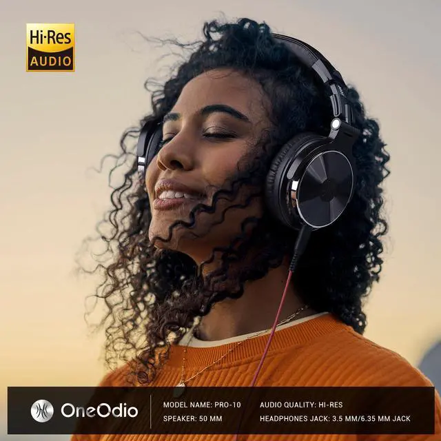 Alt view image 2 of 5 - OneOdio Wired Over Ear Headphones Hi-Res Studio Monitor & Mixing DJ Stereo Headsets with 50mm Drivers and 1/4 to 3.5mm Jack for AMP Computer Recording Podcast Keyboard Guitar Laptop - Black