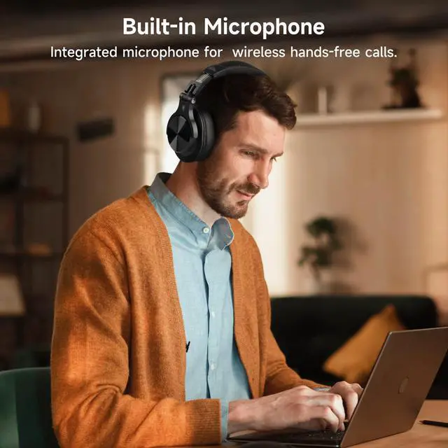 Alt view image 5 of 5 - OneOdio A70 Bluetooth Over Ear Headphones, Wireless Headphones with 72H Playtime, Hi-Res, Built-in Mic, 3.5mm/6.35mm Wired Audio Jack for Studio Monitor & Mixing DJ Guitar AMP, Computer Laptop PC