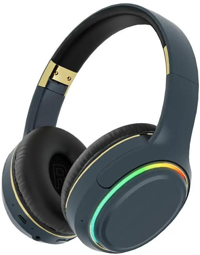 Main image of OOYY Wireless Bluetooth Headphones with RGB LED Lighting, Foldable Over-Ear Headphones with Hidden Mic for Cell Phone, Laptop, PC, Suitable for School, Workouts, Listening Music, and Gaming (Blue)