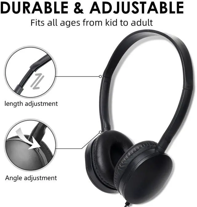 Alt view image 2 of 5 - OSSZIT Kids Headphones Bulk 20 Pack for Classroom School,Class Set of Headphones for Students Children Toddler Boys Girls Teen and Adult (Black Color)