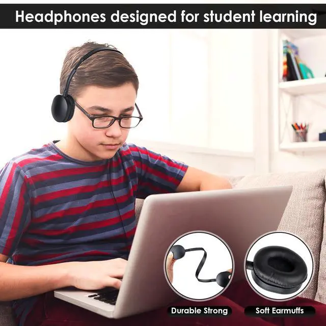 Alt view image 5 of 5 - OSSZIT Kids Headphones Bulk 20 Pack for Classroom School,Class Set of Headphones for Students Children Toddler Boys Girls Teen and Adult (Black Color)