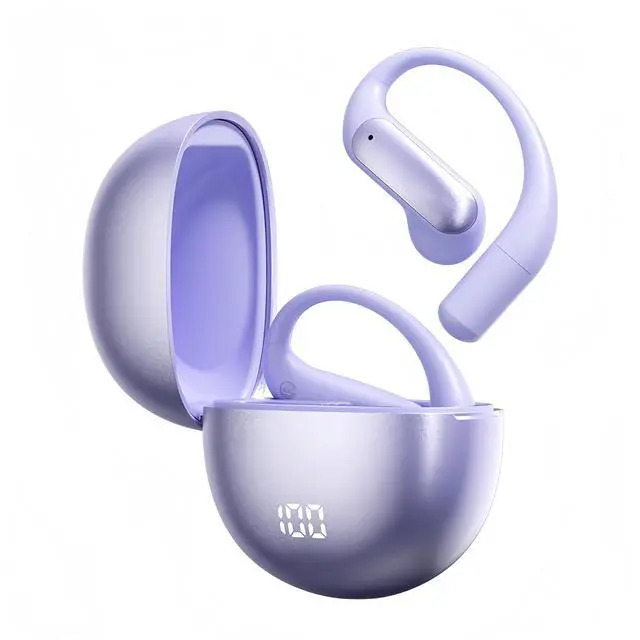Main image of otinsile Stylish Bluetooth Earbuds Over Ear for Women - Wireless Open Ear Earbuds with 60H Playtime, BT5.4, 14.2mm Bass, IPX5 Waterproof, Secure Earhooks for Workouts/Running(Purple)
