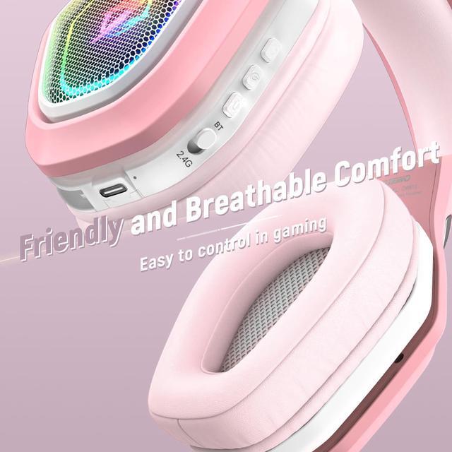 Alt view image 4 of 5 - Ozeino 2.4GHz Gaming Headset Wireless with Flip Mic for Ps5, Ps4, PC, Gaming Headphones with USB-A & USB-C Transmitter, 40Hr Battery Bluetooth Headset for Laptop, Mobile, Mac