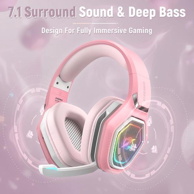 Alt view image 3 of 5 - Ozeino 2.4GHz Gaming Headset Wireless with Flip Mic for Ps5, Ps4, PC, Gaming Headphones with USB-A & USB-C Transmitter, 40Hr Battery Bluetooth Headset for Laptop, Mobile, Mac