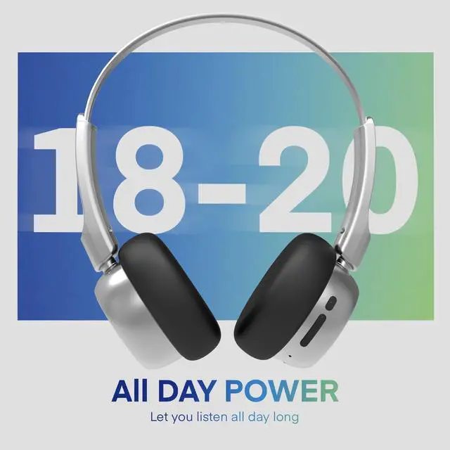 Alt view image 2 of 5 - perfell M1 Wireless Retro Headphones, Noise Reduction Headset, 50H Playback Time, High-Resolution Audio, Bass, Memory Foam Earplug, Suitable for Travel,Fitness or Home Office