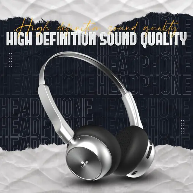 Alt view image 5 of 5 - perfell M1 Wireless Retro Headphones, Noise Reduction Headset, 50H Playback Time, High-Resolution Audio, Bass, Memory Foam Earplug, Suitable for Travel,Fitness or Home Office