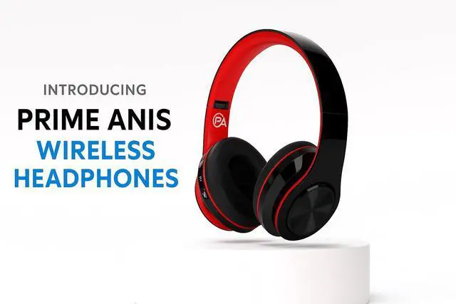 Alt view image 3 of 5 - PRIME ANIS Hybrid Noise Cancelling Headphones, Wireless Bluetooth Over-Ear, Black with Color Accents, Built-in Mic, HiFi Stereo Sound, Foldable Design- Headset (Red)