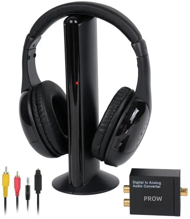 Main image of Wireless TV Headphones, Wireless Headphones for TV Watching with Transmitter Base, Wireless TV Headset with FM Radio Monitor Function for Seniors, Support RCA, AUX, Optic and Coaxial Audio Out Port