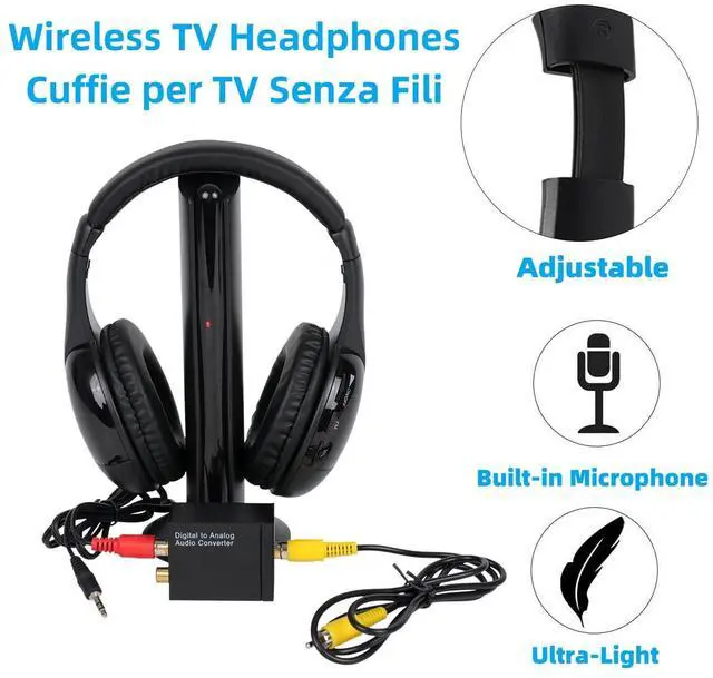 Alt view image 2 of 5 - Wireless TV Headphones, Wireless Headphones for TV Watching with Transmitter Base, Wireless TV Headset with FM Radio Monitor Function for Seniors, Support RCA, AUX, Optic and Coaxial Audio Out Port