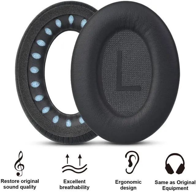 Alt view image 3 of 5 - Replacement Ear Pads for Bose QuietComfort 45 (QC45) / QuietComfort SE (QC SE) / Quiet Comfort Wireless Over-Ear Headphones, Softer Protein Leather Earpads Cushions Kit (Black)