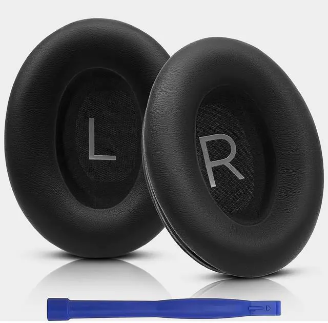 Main image of Replacement Ear Pads for Bose QuietComfort 45 (QC45) / QuietComfort SE (QC SE) / Quiet Comfort Wireless Over-Ear Headphones, Softer Protein Leather Earpads Cushions Kit (Black)