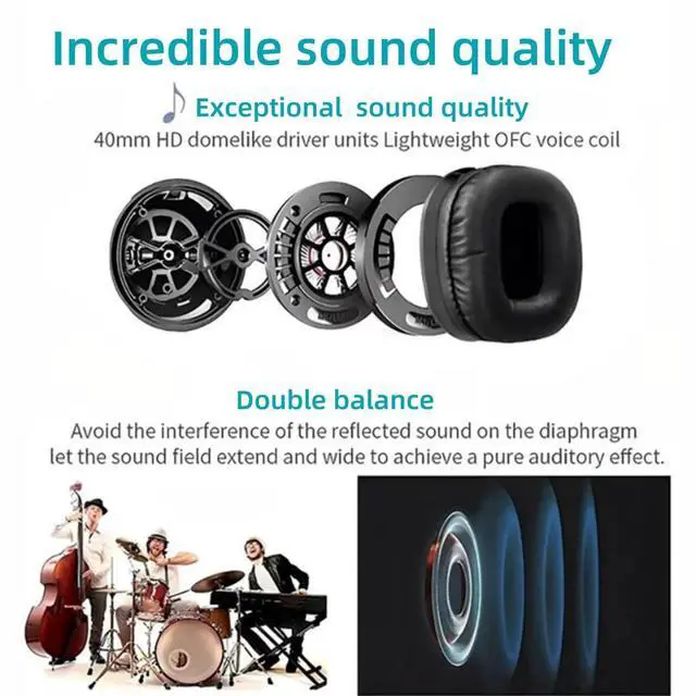 Alt view image 3 of 5 - Queemie Wireless Headphones for TV Watching, FM Radio & Monitor, Wired Headset with Digital Decorder, Over-Ear Headset for Adult and Senior, Compatible Computer TV