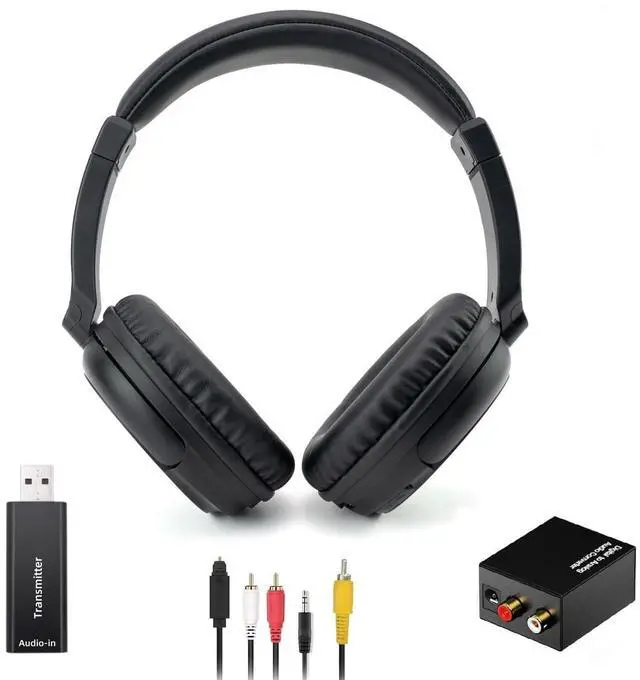 Main image of Wireless TV Headphones with USB Transmitter for Seniors, Bluetooth5.3 Over-Ear Headphones with Digital Decorder, 30 Hours Battery Wireless Hi-Fi Headset, Support Coaxial Optical RCA USB Audio Output