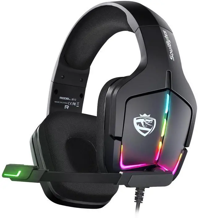Main image of RUIXI TECH S12 Wired Stereo Gaming Headset with Bass, RGB LED, Compatible with Xbox One, PS5, Switch, PC, Laptop - Includes Microphone