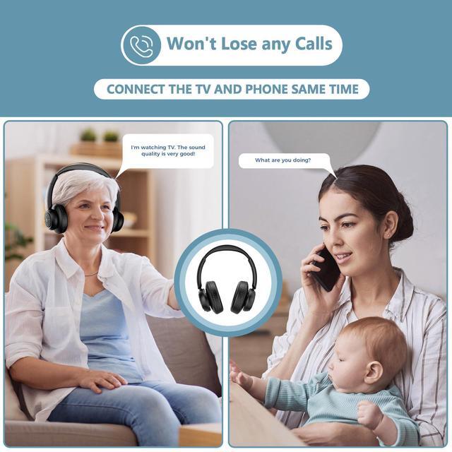 Alt view image 3 of 5 - ROSIDA Wireless Headphones for TV Watching, Wireless Headphones for Seniors with Transmitter Charging Base, Bluetooth Headsets for TV, No Audio Delay, Gift for The Seniors or Parents, Black