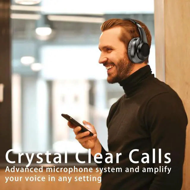 Alt view image 5 of 5 - JUNAN Bluetooth Over Ear Headphones, Heavy Bass HiFi Stereo Audio, Low Latency Wireless and 3.5mm Audio Headphones, SD/TF, FM,Hands-Free Calls, Support Voice Assistant