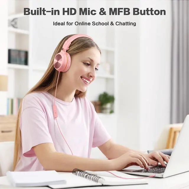Alt view image 2 of 5 - SIMOLIO Kid Headphones Wired & Bluetooth Bundles, Safe Volume, HD Mic Stereo Sound, Adjustable Headband, Foldable Durable Children Headsets for Travel School