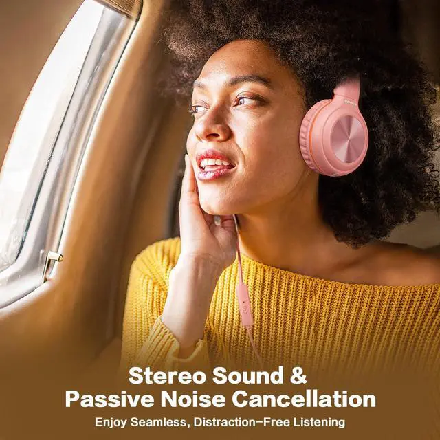 Alt view image 3 of 5 - SIMOLIO Kid Headphones Wired & Bluetooth Bundles, Safe Volume, HD Mic Stereo Sound, Adjustable Headband, Foldable Durable Children Headsets for Travel School