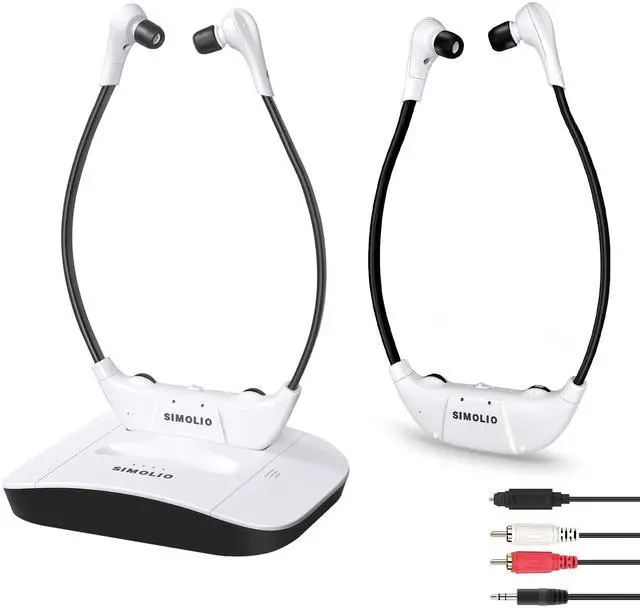 Main image of SIMOLIO 2.4G Wireless TV Headsets with Spare Battery and Receiver, Long-Distance TV Headphone with Voice Highlighting, Tone and Balance Control for Seniors