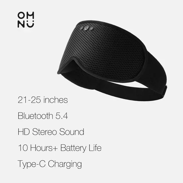 Alt view image 5 of 5 - OMNU Sleep Headphones, Sleep Mask with Bluetooth Headphones, Ventilated Fabric, Adjustable Fit, 100% Blackout 3D Contoured Eye Cups, Sleep Mask and Headphones