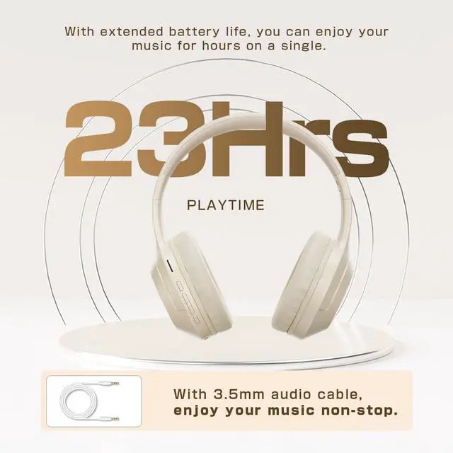 Alt view image 5 of 5 - Sungive Bluetooth Headphones Over Ear, Foldable Hi-Fi Stereo Wireless and Wired Headsets with Micro SD Card Slot, Built-in Microphone for Adults Kids Men Women(White)