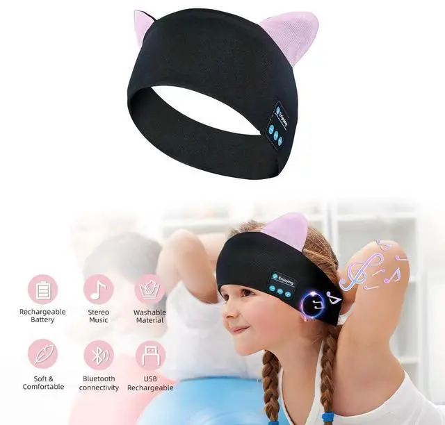 Alt view image 2 of 5 - Kids Headphones True Wireless Headband Adjustable,Wireless Sports Headphones for Kids with Ultra-Thin HD Stereo Speakers for Boys,Girls,Sleeping,School,Air travel,Smartphones,Tablet