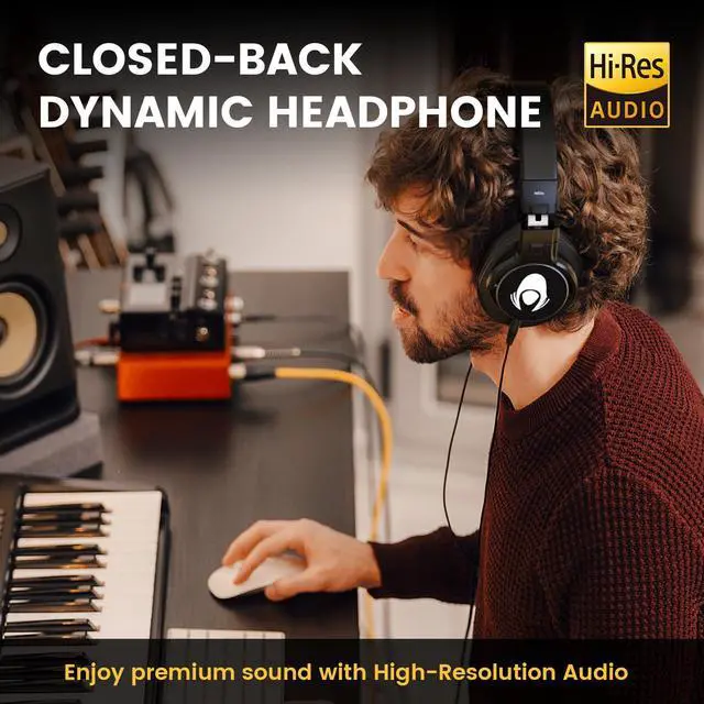 Alt view image 3 of 5 - talomen W50x Studio Monitor Headphones - Professional Wired Over-Ear Headphones with 50mm Drivers, Closed-Back Design, 3.5mm/6.3mm Jack, 9.8 ft Cable - Ideal for Music Production, Mixing & Recording