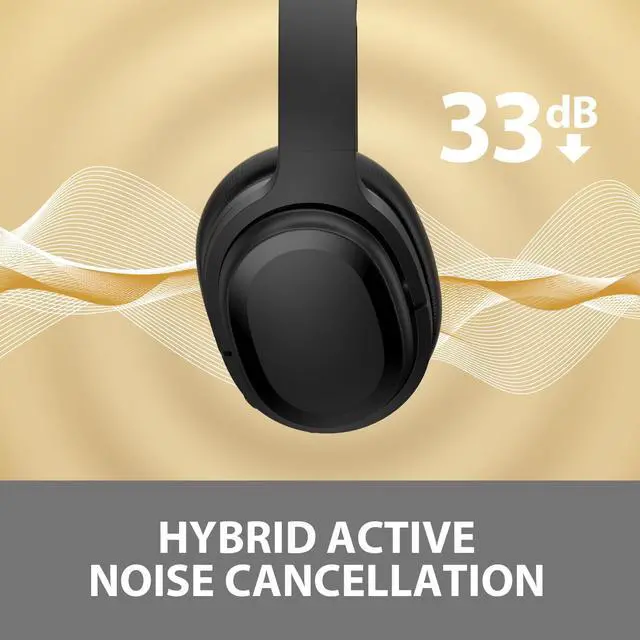 Alt view image 3 of 5 - tapaxis Hybrid Active Noise Cancelling Headphones, Wireless Over Ear Bluetooth Headphones, Hi-Fi Audio, Deep Bass, Comfort Fit Ear Cups, 30h Playtime for Home Office Travel, Matte Black