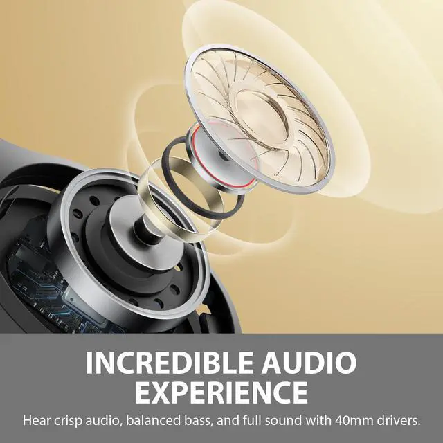 Alt view image 4 of 5 - tapaxis Hybrid Active Noise Cancelling Headphones, Wireless Over Ear Bluetooth Headphones, Hi-Fi Audio, Deep Bass, Comfort Fit Ear Cups, 30h Playtime for Home Office Travel, Matte Black
