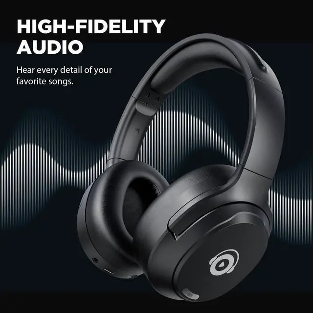 Alt view image 3 of 5 - tapaxis Hybrid Active Noise Cancelling Headphones, Bluetooth Headphones Wireless Over Ear with Transparency Mode, Deep Bass, Comfort Fit Ear Cups, 40 Hrs Playtime for Travel Home Office (Black)