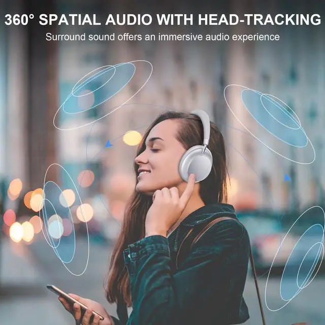 Alt view image 2 of 5 - T-fun NC35 Hybrid Active Noise Cancelling Headphones with Silk Sleep Mask, 360deg Spatial Audio with Head Tracking, Over Ear Headphones Wireless Bluetooth 5.3, 55H Playtime, Hi-Res Audio, APP Control