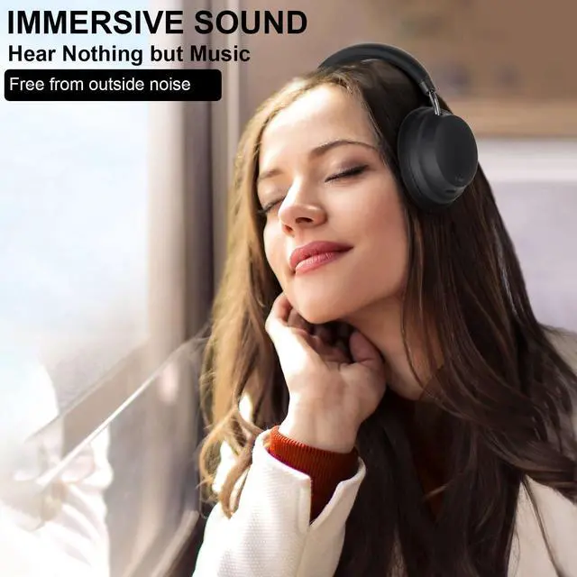 Alt view image 2 of 5 - T-fun NC45 Wireless Bluetooth Noise Cancelling Headphones, with Silk Eye Mask, Comfortable Over Ear Headphones with Mic, 55H Playtime, Hi-Res Audio, Bluetooth 5.3, Low Latency, Custom EQ via App