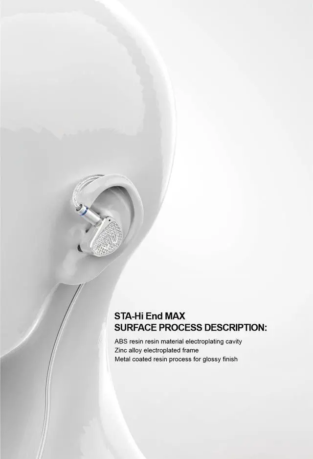 Alt view image 4 of 5 - EarAcoustic STA-HI END MAX Wired Headphones Without Microphone, Hi-Res Certified & Gold-Plated Plug & Detachable Cable for Audiophiles & Studio Monitoring (3.5mm Jack)