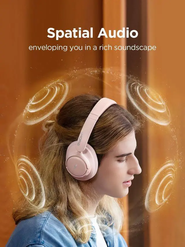 Alt view image 2 of 5 - 1MORE Wireless Bluetooth Noise-canceling Headphones - HQ31 SonoFlow SE Over-Ear Headphones with Hi-Res Audio, 90H Playtime, Clear Calls, Preset EQ Via App, Comfort for Home Office Travel(Pink)