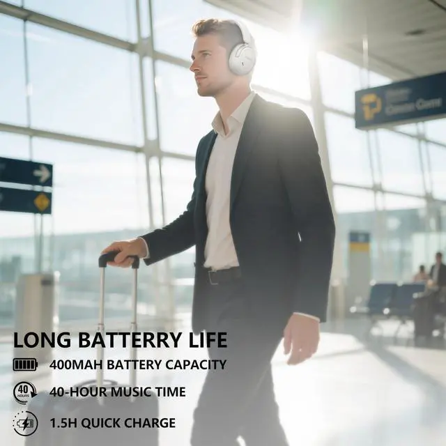 Alt view image 4 of 5 - TOIPINIO Upgraded Hybrid Active Noise Cancelling Headphones, Bluetooth Headphones with a Microphone, Featuring Transparency Mode, Environmental Noise Cancellation,Quick Charge 40H Playtime