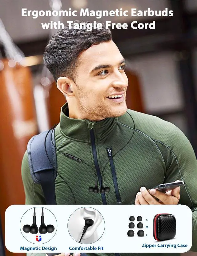 Alt view image 2 of 5 - Wired Earbuds USB Type C Headphone for iPhone 16e 16 Pro 15 Plus Samsung Galaxy Z Flip 7 Fold 6 S25 S24 S23 A36 In-Ear Noise Canceling Magnetic Headset Android Earphone for iPad A16 Pixel 9 9a 8 Black